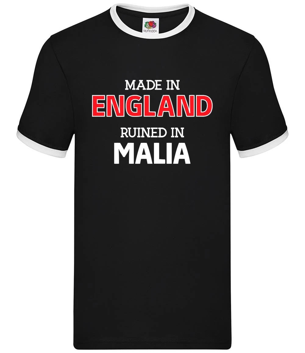 Ruined In Malia - Mens Ringer - Lads Stag Do Hen Funny Holiday Greece Crete