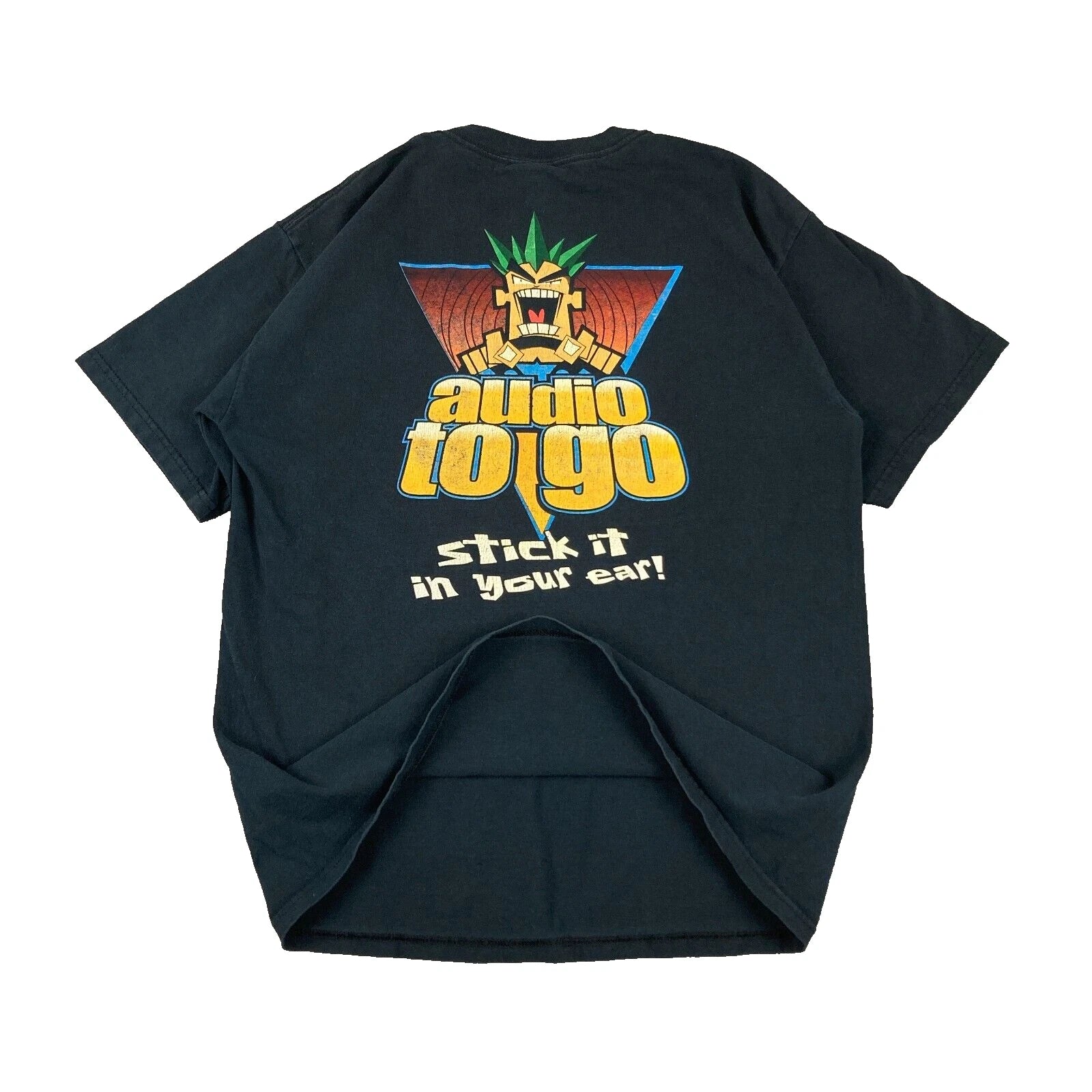 Y2K Audio To Go Punk Rocker T Shirt Mens Large L Quote Humor 00s Cartoon Goth