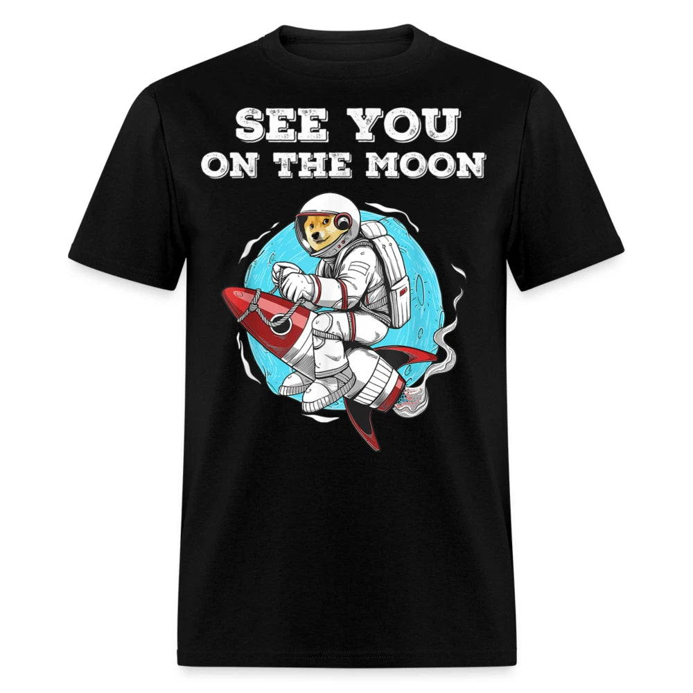 Dogecoin See you on the Moon shirt HODL Rocket Crypto Meme T-Shirt Size S-6XL