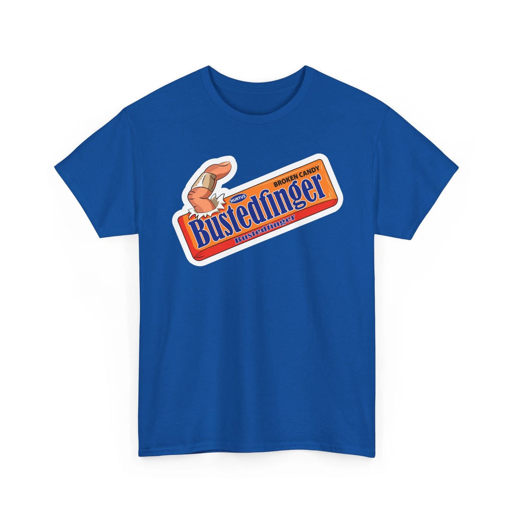 Wacky Packages Bustedfinger Candy Bar Printed T-Shirt Funny Butterfinger Parody