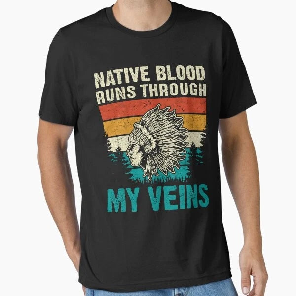 Native American Design With Cool Retro Classic T-Shirt Made in USA Size S to 5XL
