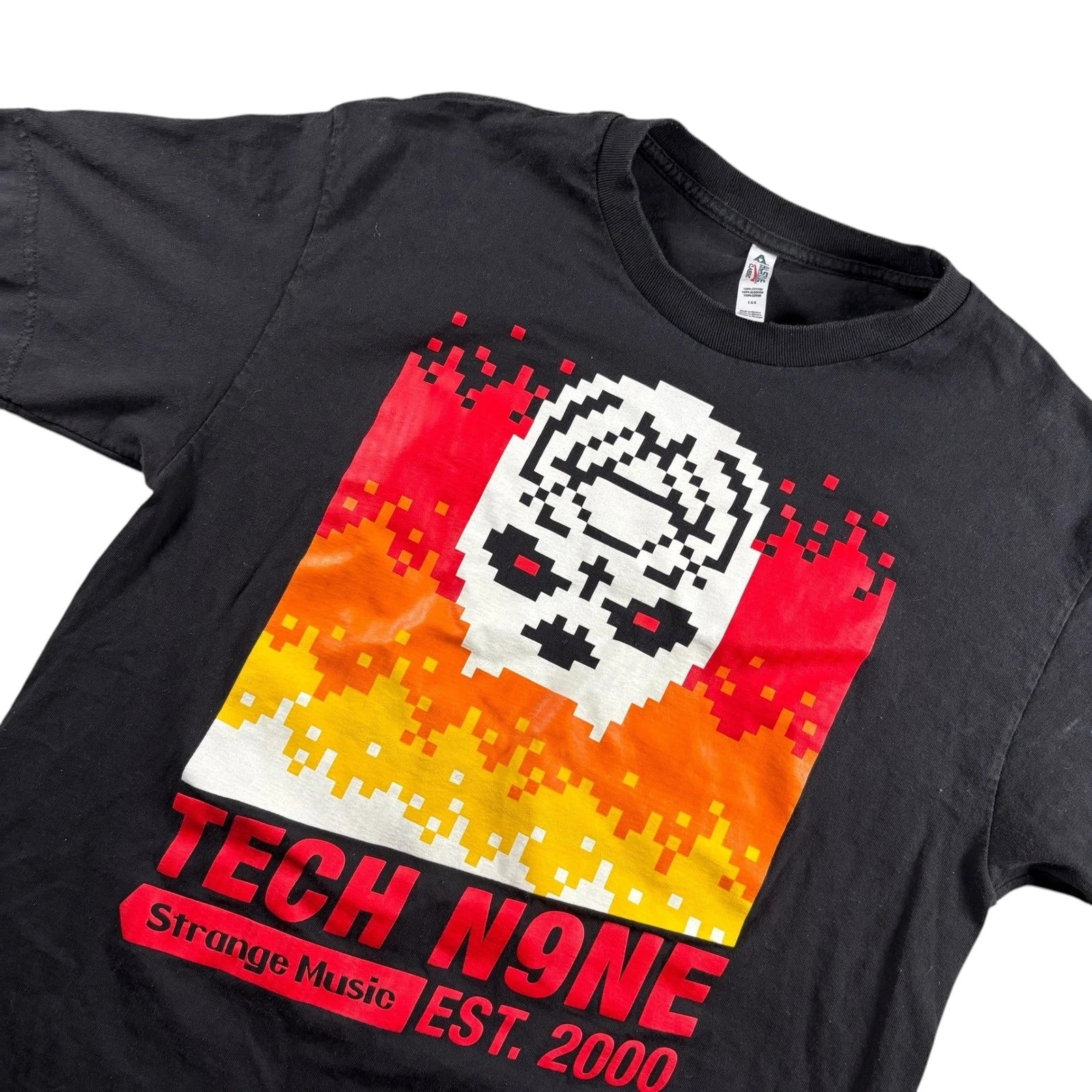 Tech N9ne Graphic Tee Men L Pixel Skull Strange Music Est 2000 band concert