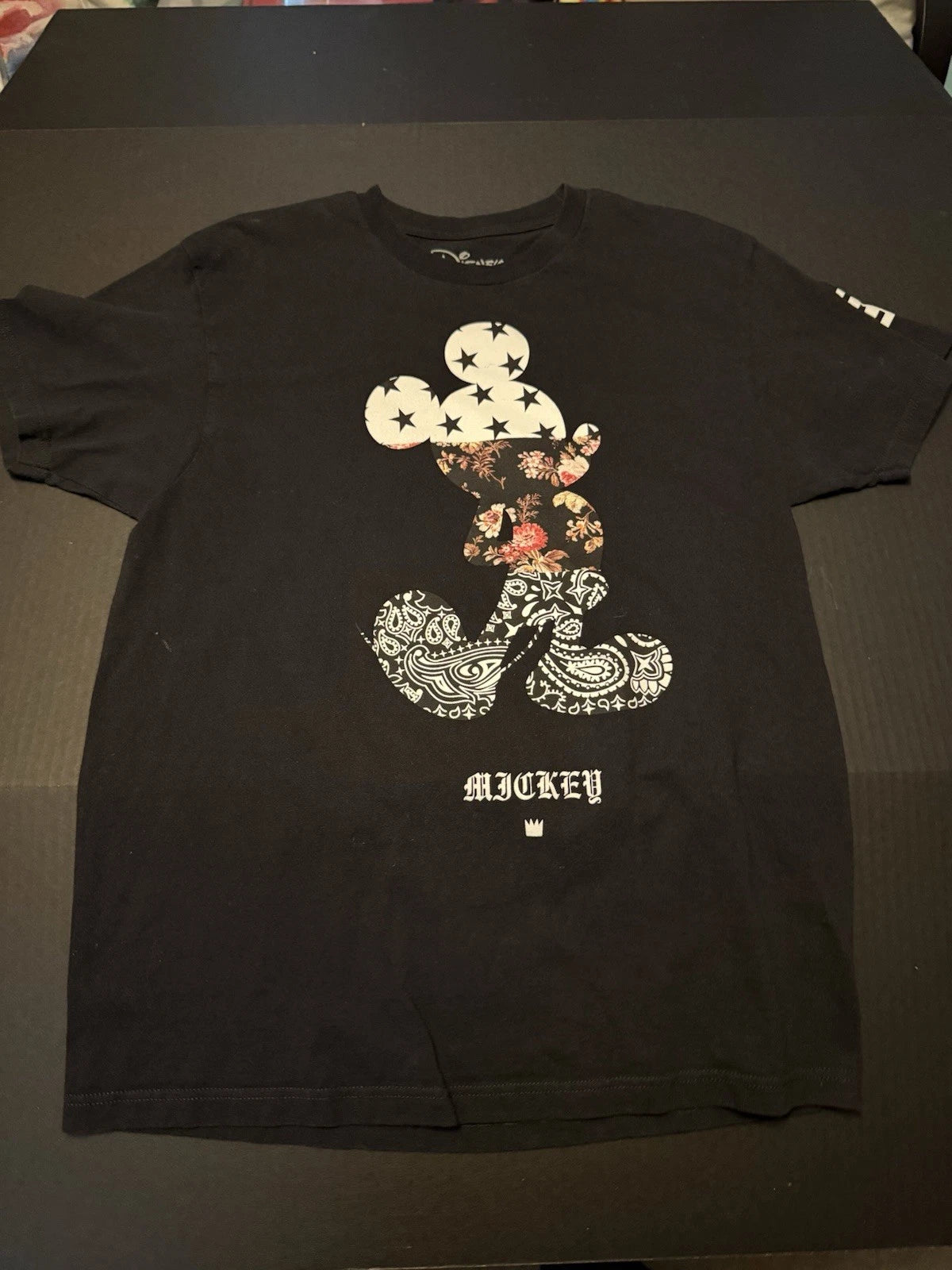 Neff Men's Mickey Mouse Swag Disney Colab Crew Neck T-Shirt Tee Black Large New
