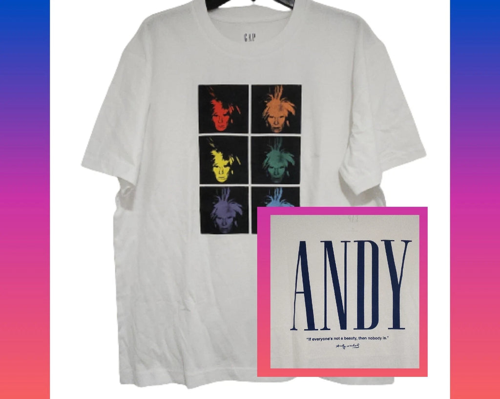 New Andy Warhol Pop Art "If Everyone is not a Beauty..."Quote Mens Medium Tee