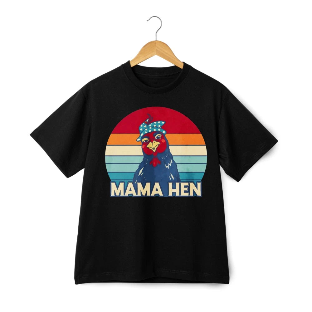 Mama Hen Retro Chicken Graphic Tee, Vintage Casual Cotton T-Shirt for Men Women