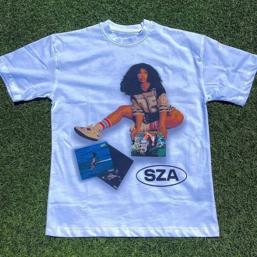SZA SOS R&B Artist Graphic T Shirt Cotton Print Streetwear Y2K Unisex S-3XL