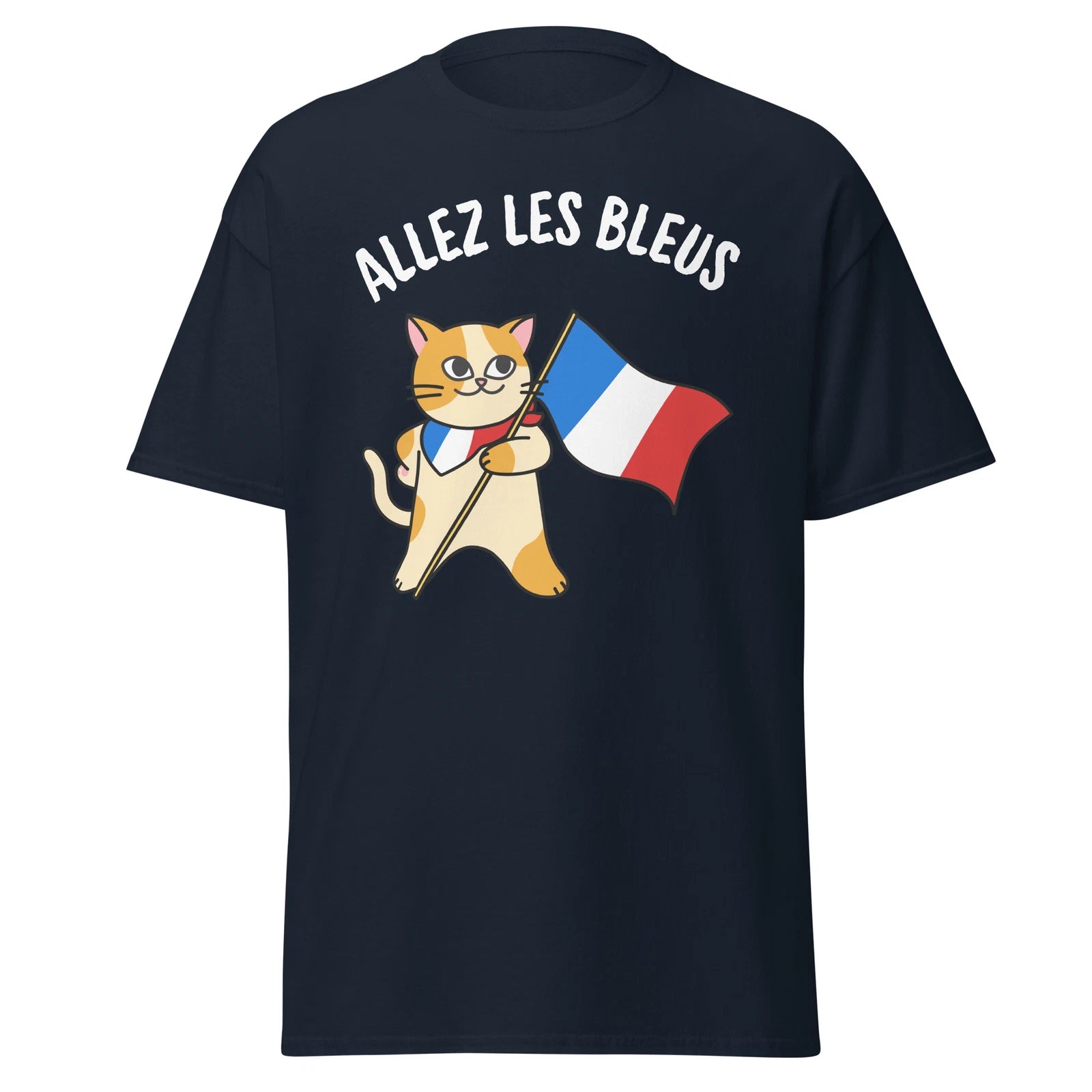 Allez Les Bleus - France Football Soccer Cute Patriotic French Cat T-shirt