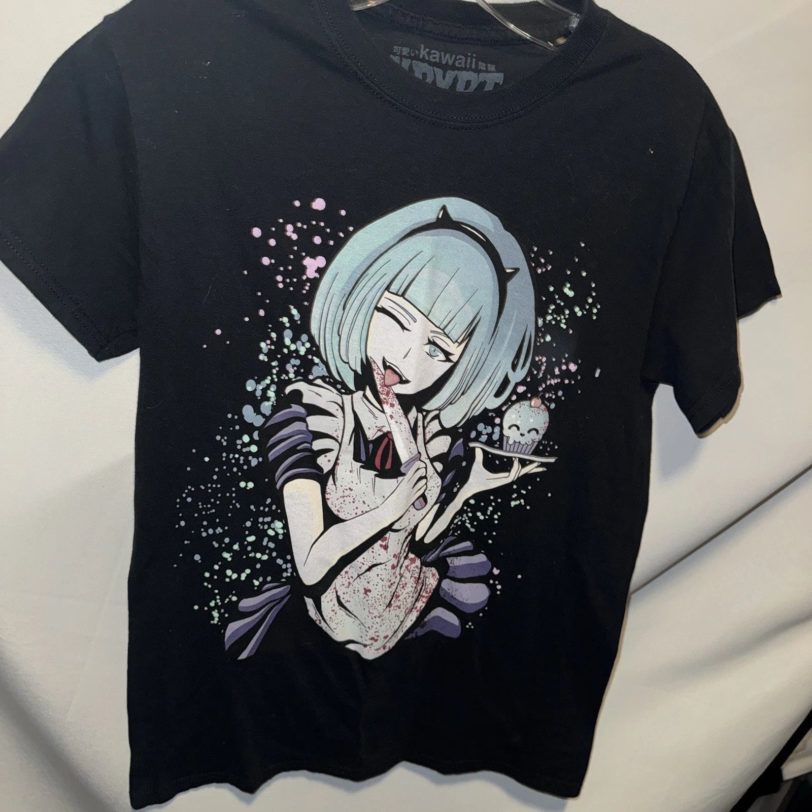 Kawaii Krypt Shirt Adult Small Black Short Sleeve Anime Manga Horror Graphic
