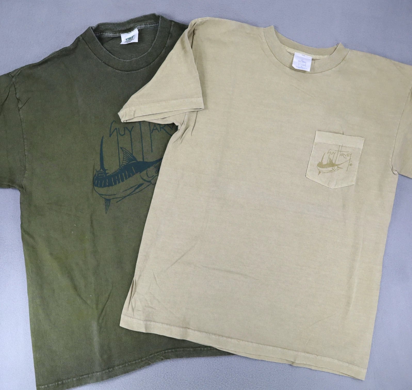 Lot 2 Vintage Guy Harvey Original Fish T-Shirt Mens Sz M Ocean Sea Graphic Heavy