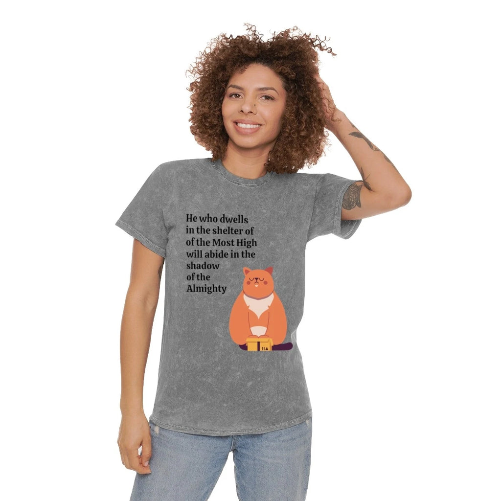 Aesthetic Christian Shelter of the Most High Bible Verse Mineral Wash T-Shirt