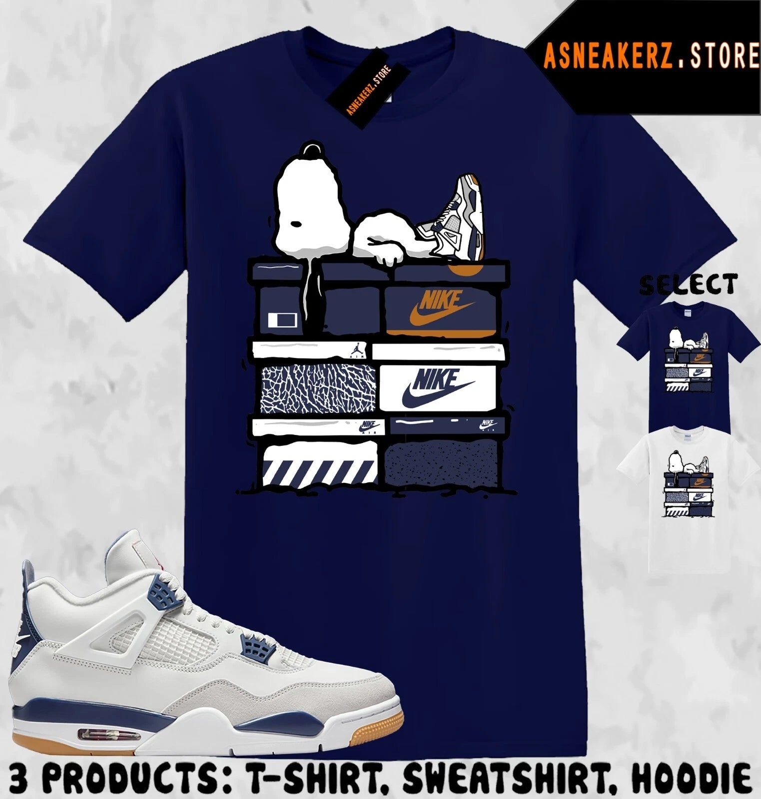Shirt To Match AJ 4 SB Navy Sneaker Matching Tee Sneakerhead S Dog T-Shirt