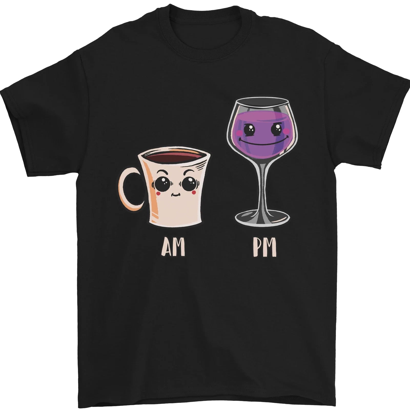 Coffee am Wine pm Funny Alcohol Prosecco Mens T-Shirt 100% Cotton