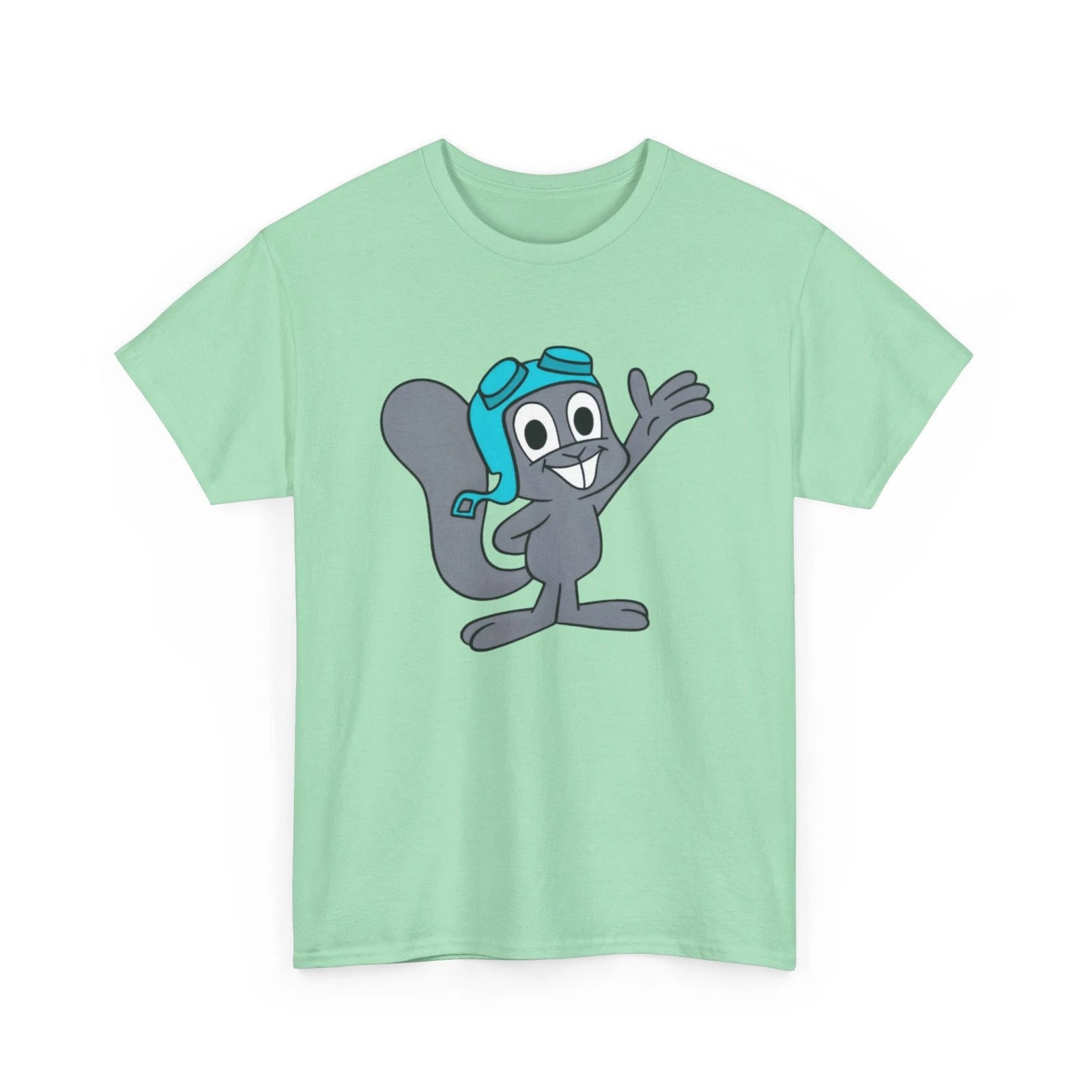 Rocky The Flying Squirrel Printed T-Shirt Bullwinkle Moose Cartoon Boris Natasha