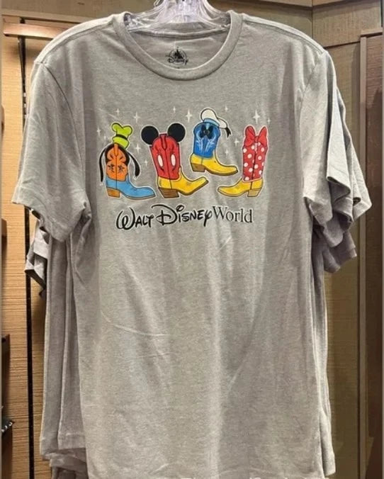 Walt Disney World Cowboy Boots Mickey Minnie Donald Goofy Gang Adult T-Shirt