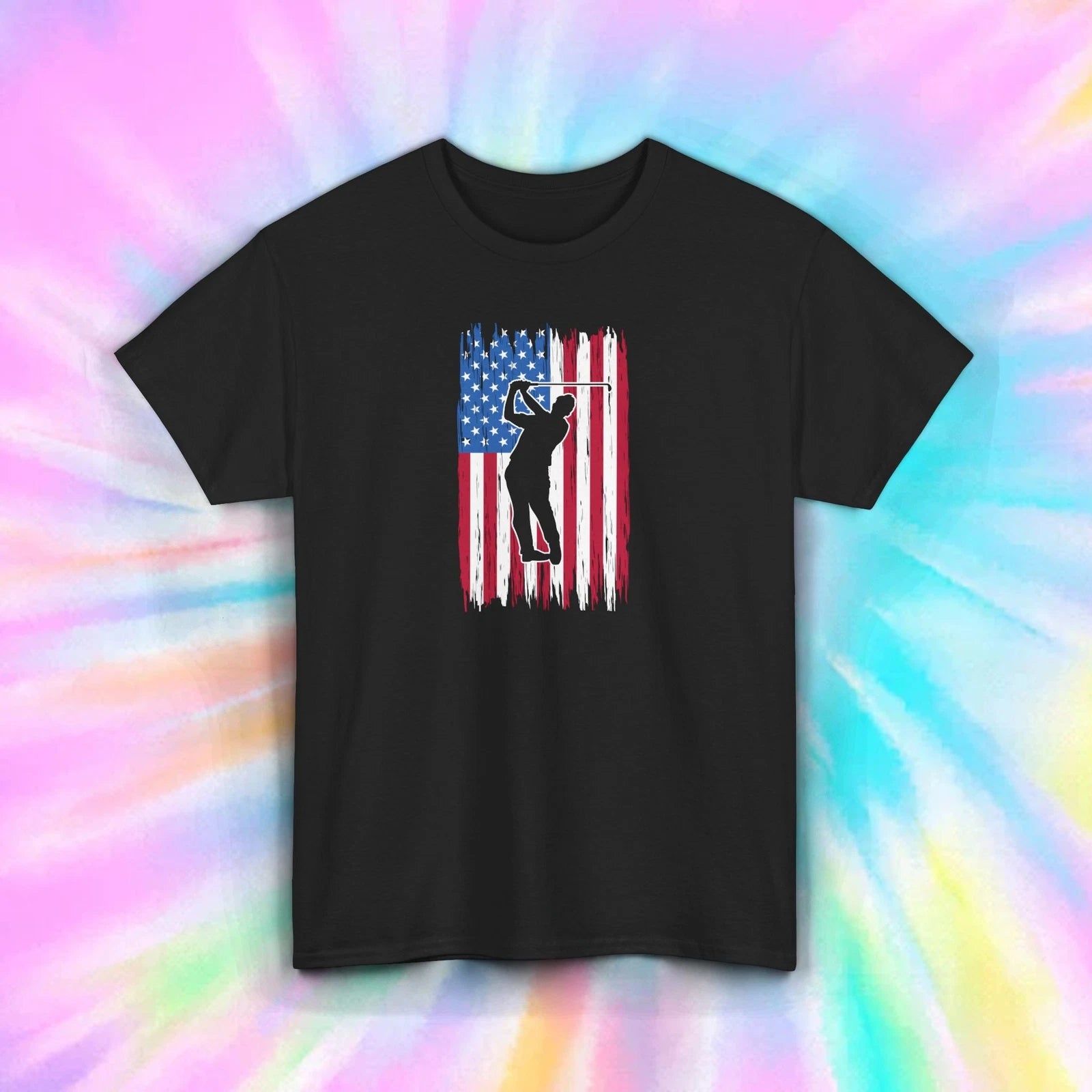 Patriotic Golf Shirt American Flag Golfer USA Pride Gift Tee S-5XL