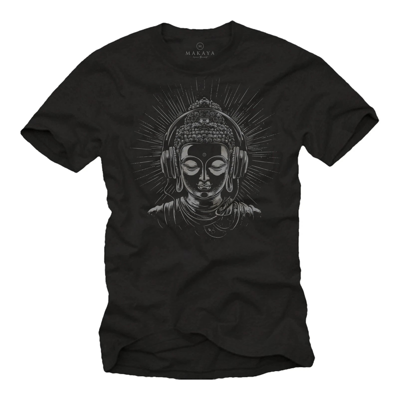 Mens T-Shirt Buddha Motif Headphones Hip Hop Style Short Sleeve Cotton S-XXXXXL
