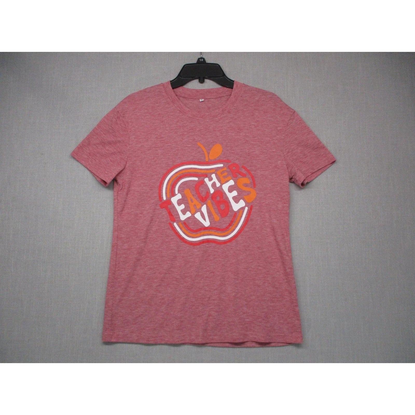 Teacher Vibes Red Heathered Graphic Trendy Statement  TShirt Men Size Small