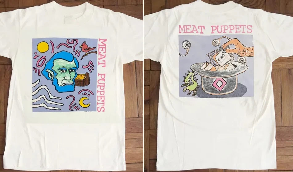 Vintage 90s Meat Puppets Abe Lincoln Tour T-Shirt - Black Doubl T-SHIRT