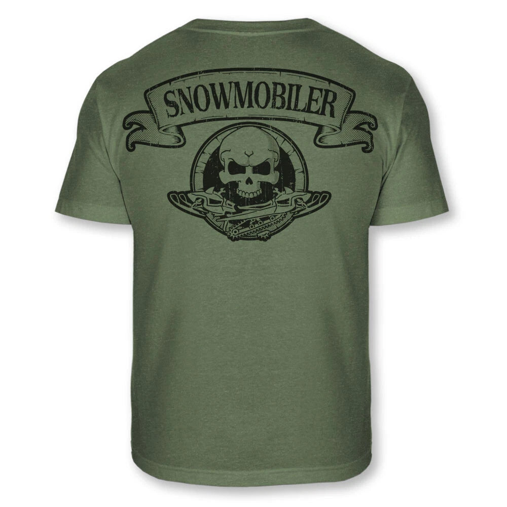 Snowmobile Skull Crossbones T-Shirt - Snowmobiling Sport Soft Blend Tee - A95