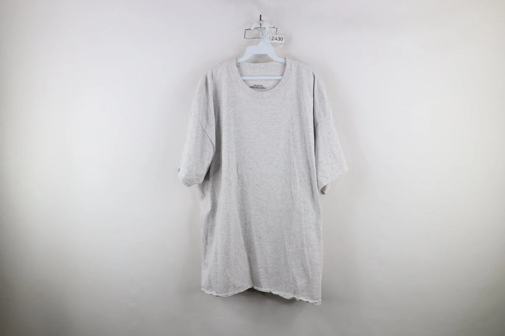 Y2K Streetwear Mens Size 3XL Distressed Blank Short Sleeve T-Shirt Heather Gray
