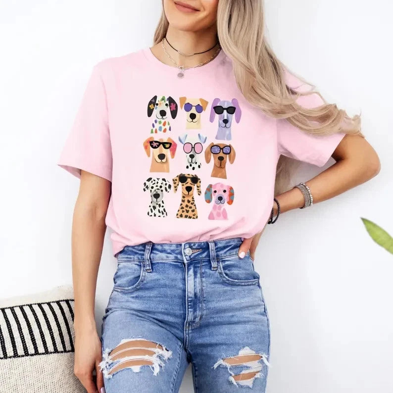 Cute Dog Shirt, Colorful Puppy Graphic Tee, Dog Lover T-Shirt