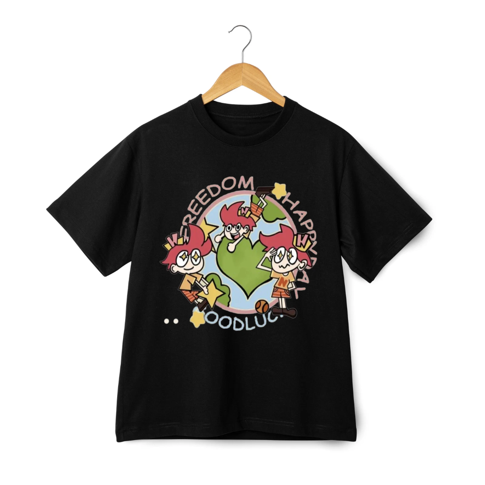 Freedom Happy Day Cartoon Character Graphic Unisex Tee