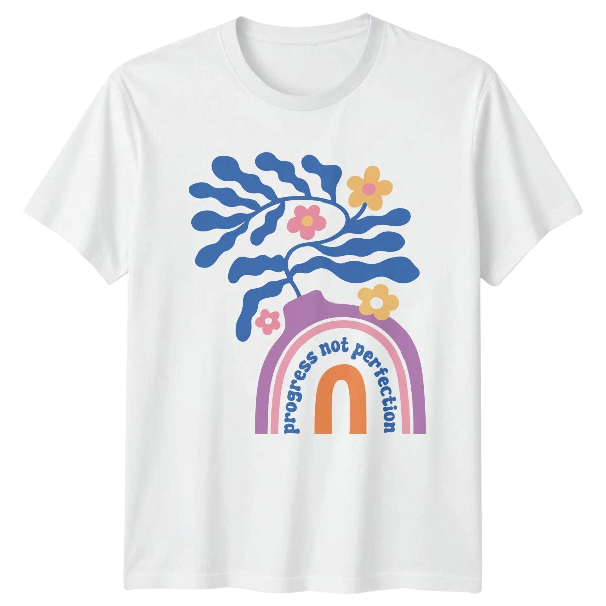 Progress Not Perfection Womens T-Shirt Boho Motivational Birthday Gift For Her