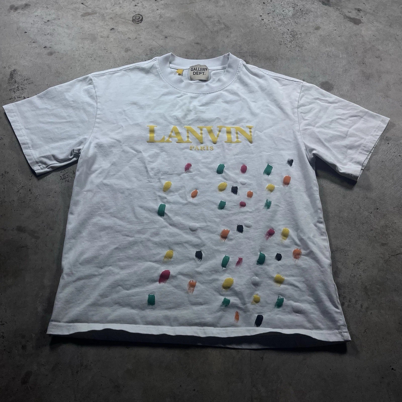 Lanvin Paris Gallery Dept Short Sleeves T-Shirt Size M White 100% Cotton Men's