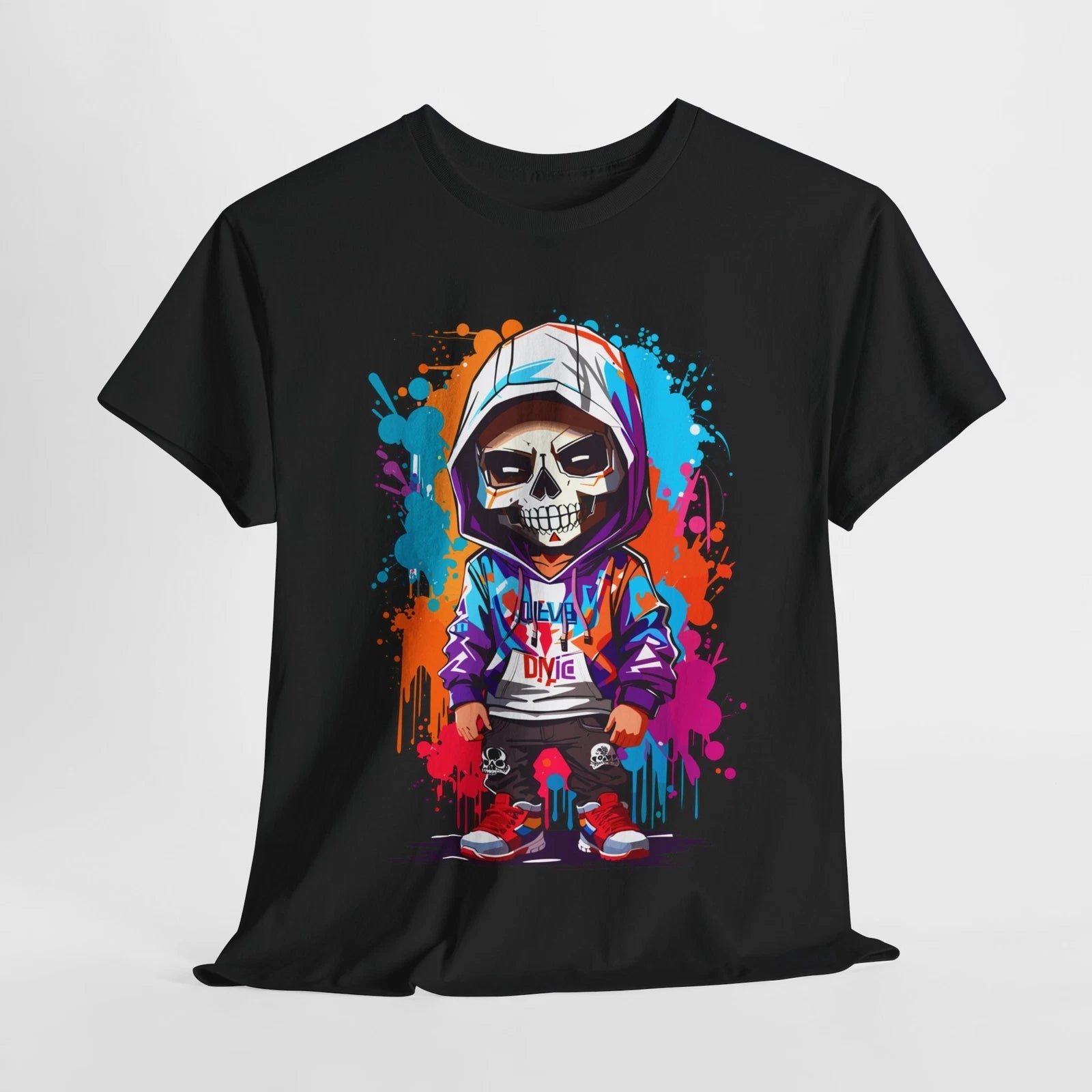 URBAN SKULL BIG HEAD HOODIE TRENDY FUN GRAPHIC TSHIRT Unisex Heavy Cotton Tee