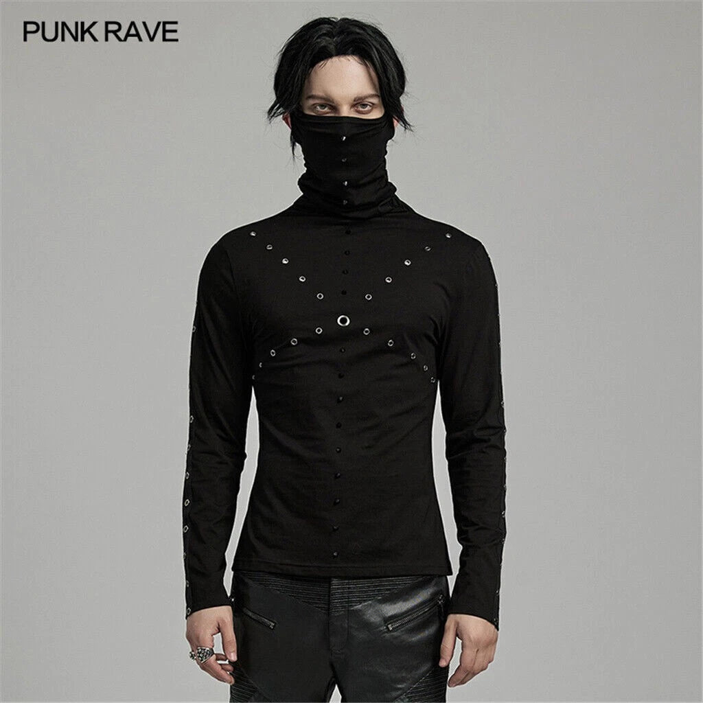 PUNK RAVE men punk rock gothic steampunk tops long sleeved shirt high collar