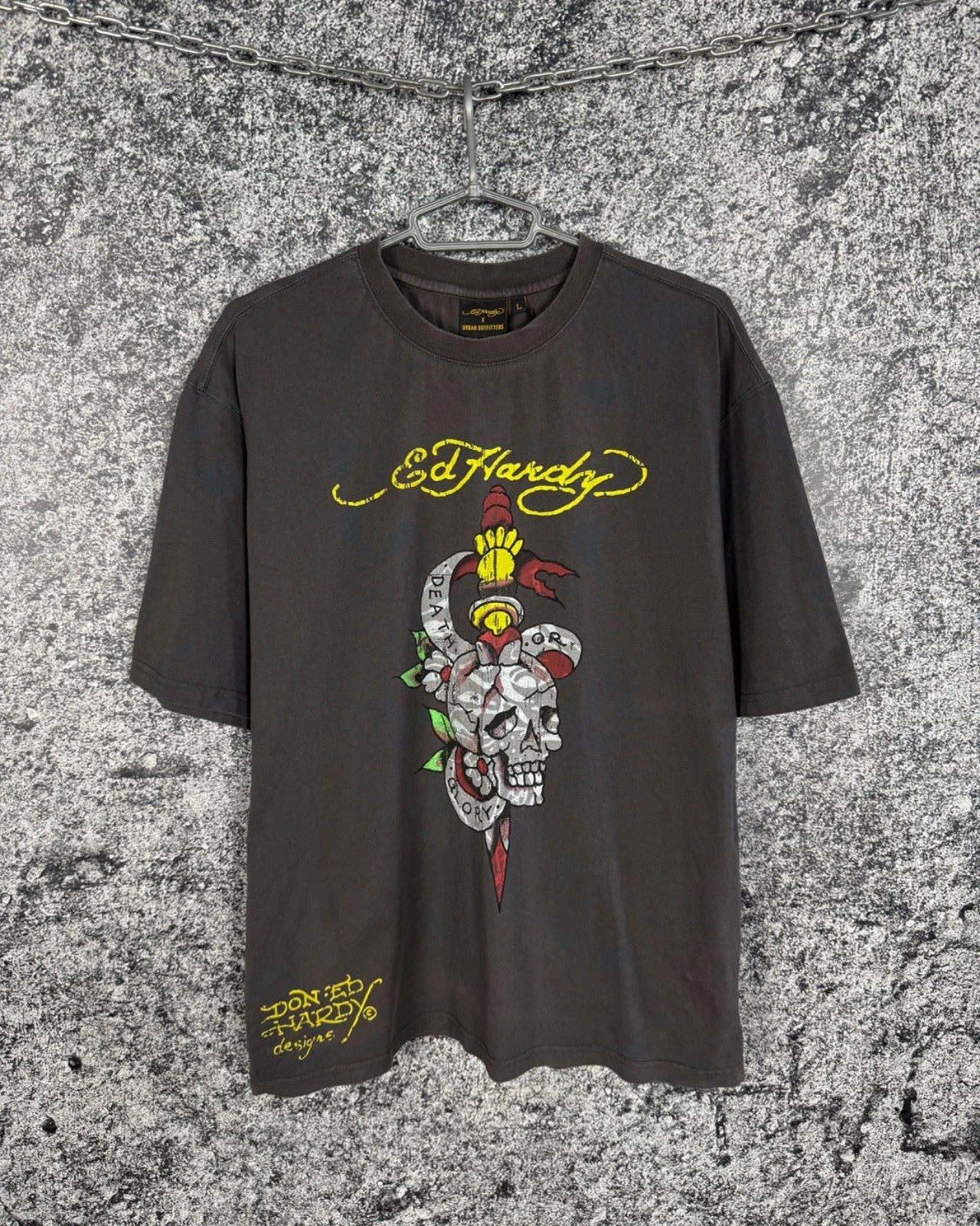 Ed Hardy x Urban Outfitters Short Sleeve T-Shirt Y2K Casual Streetwear Size L