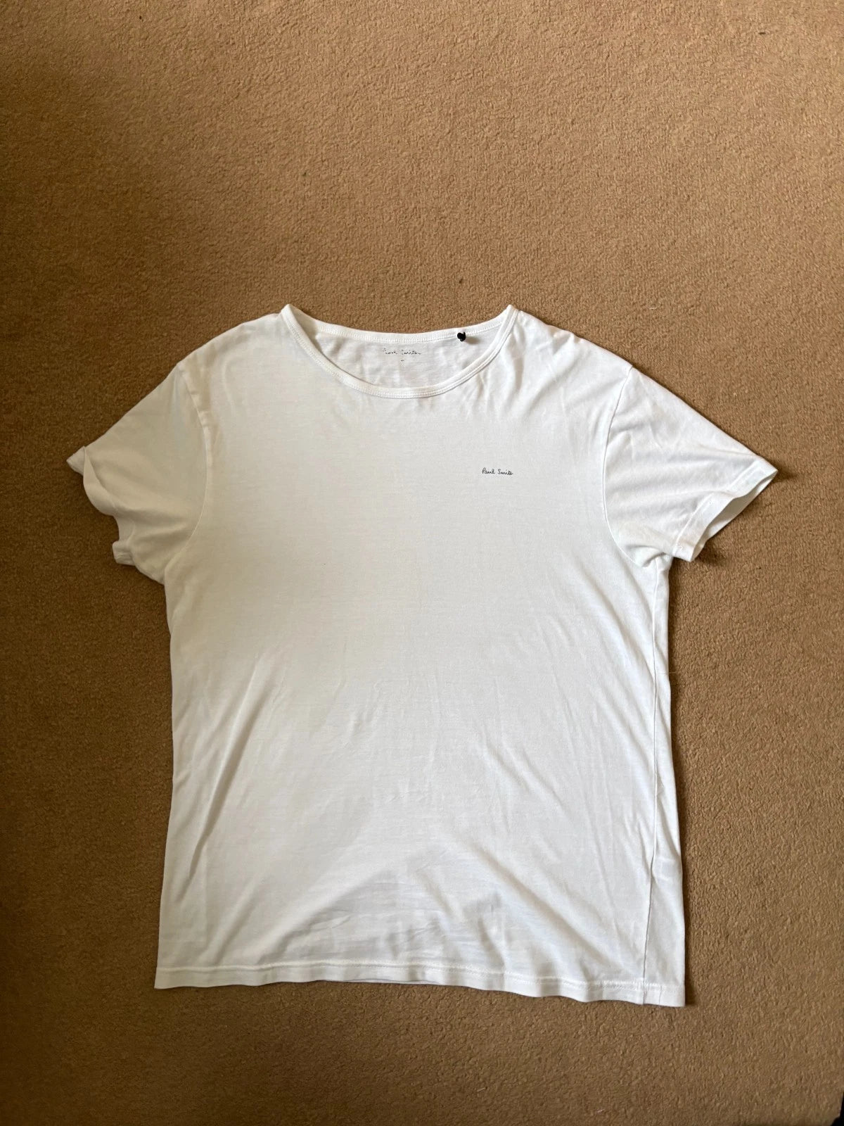 Paul Smith White Signature Logo T Shirt Mens Small S Crew Neck Minimalist Design
