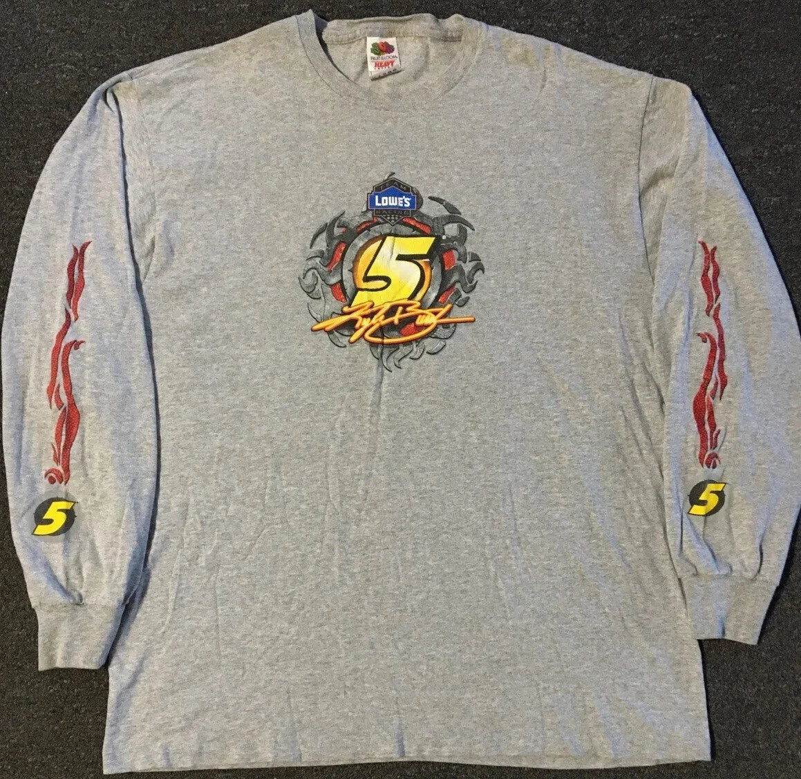 Vtg NASCAR Kyle Busch Flames Faded Shirt XL Grunge Biker Skate Fire Y2K 90s Jnco