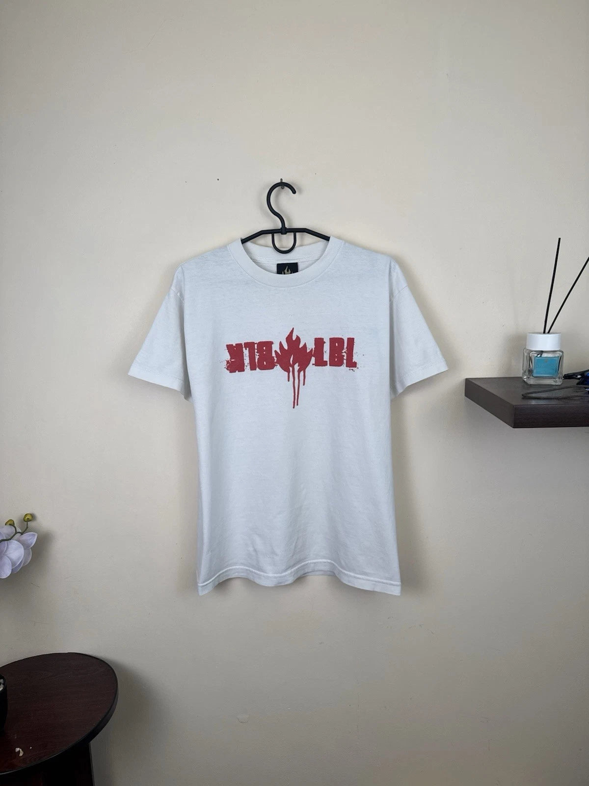 VTG Black Label T shirt Skateboarding White sz M Streetwear Fire