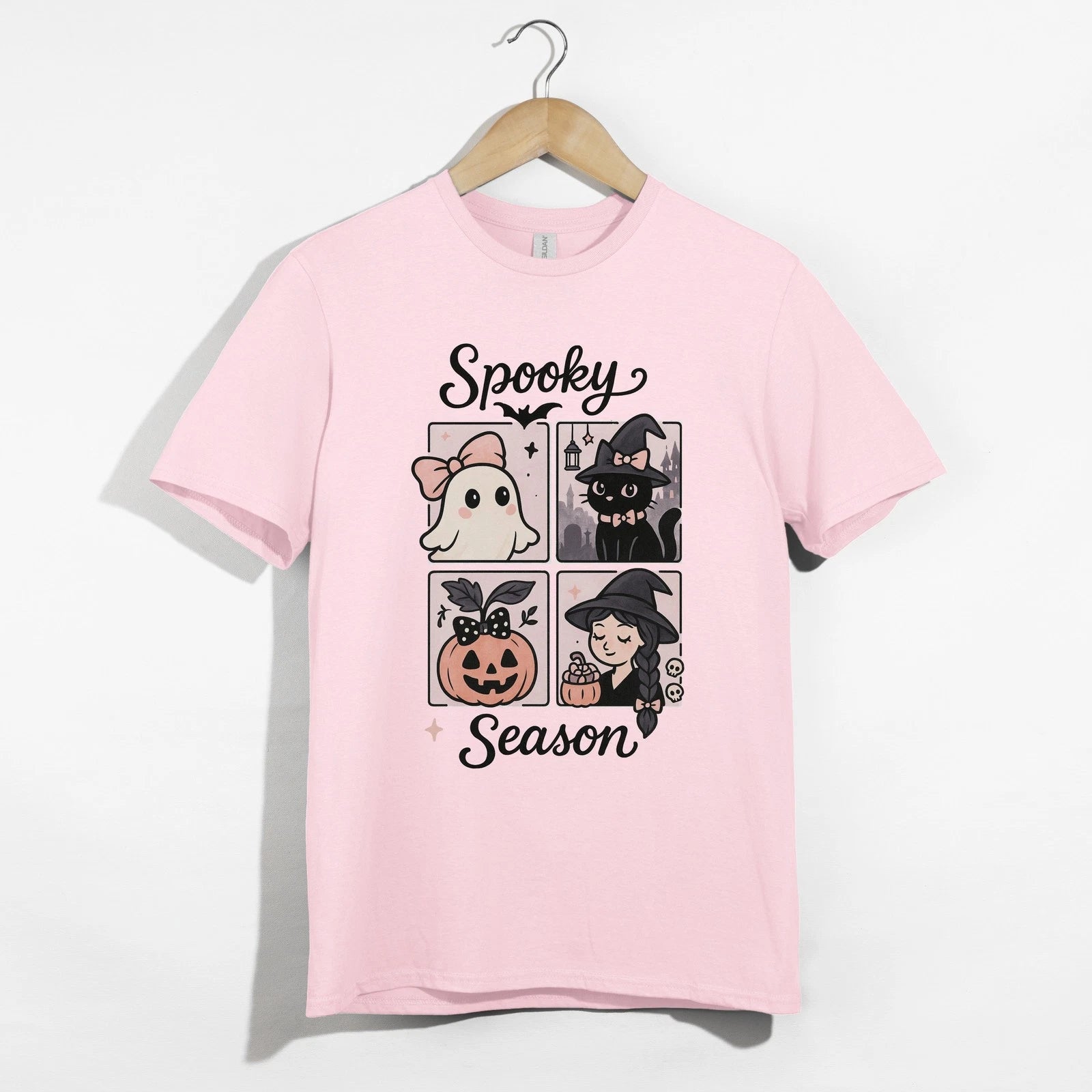 Kawaii Spooky Season Shirt, Cute Halloween Ghost Cat Pumpkin Witch Tee