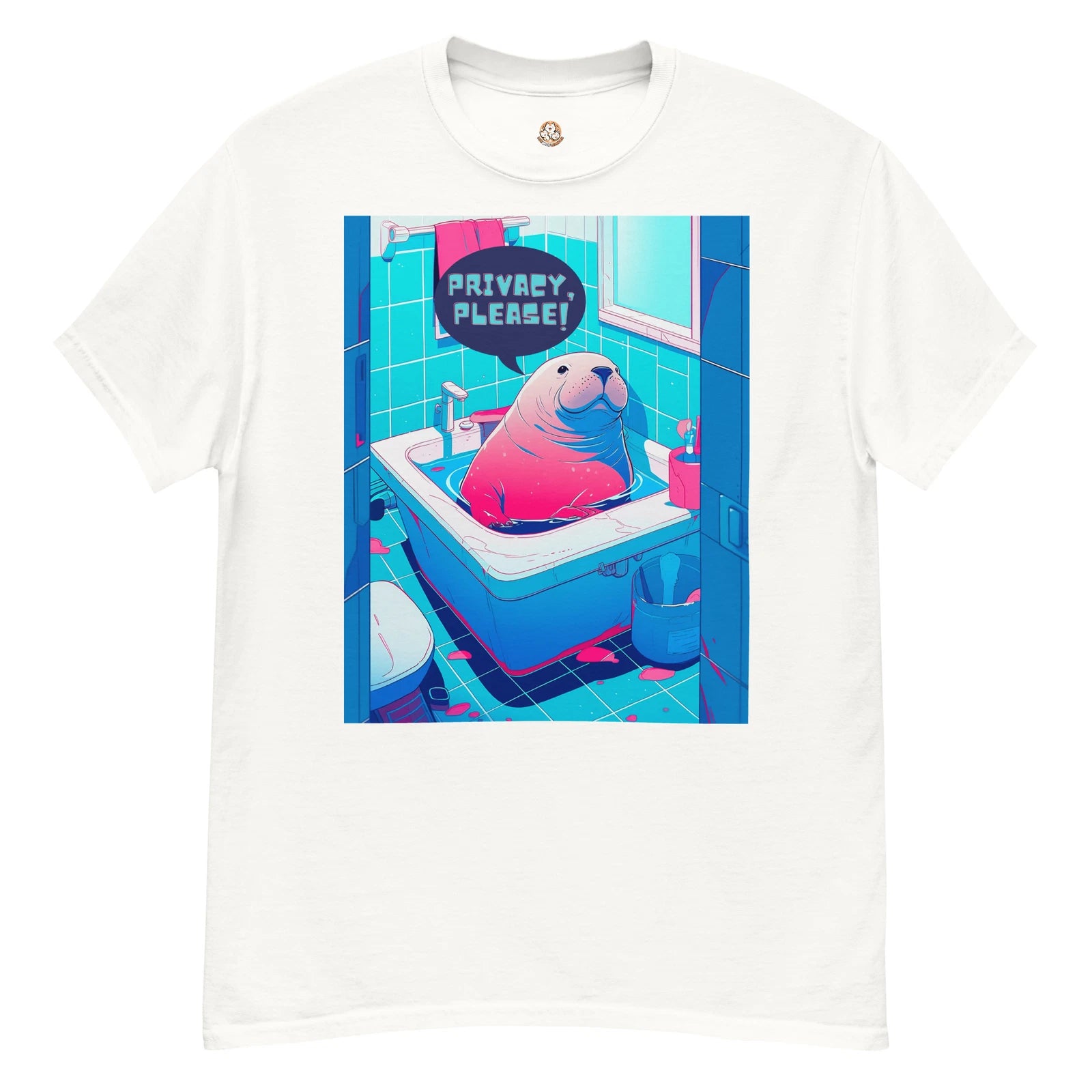 Live With Laughter Novelty Graphic T-Shirt - Privacy Please! (White)