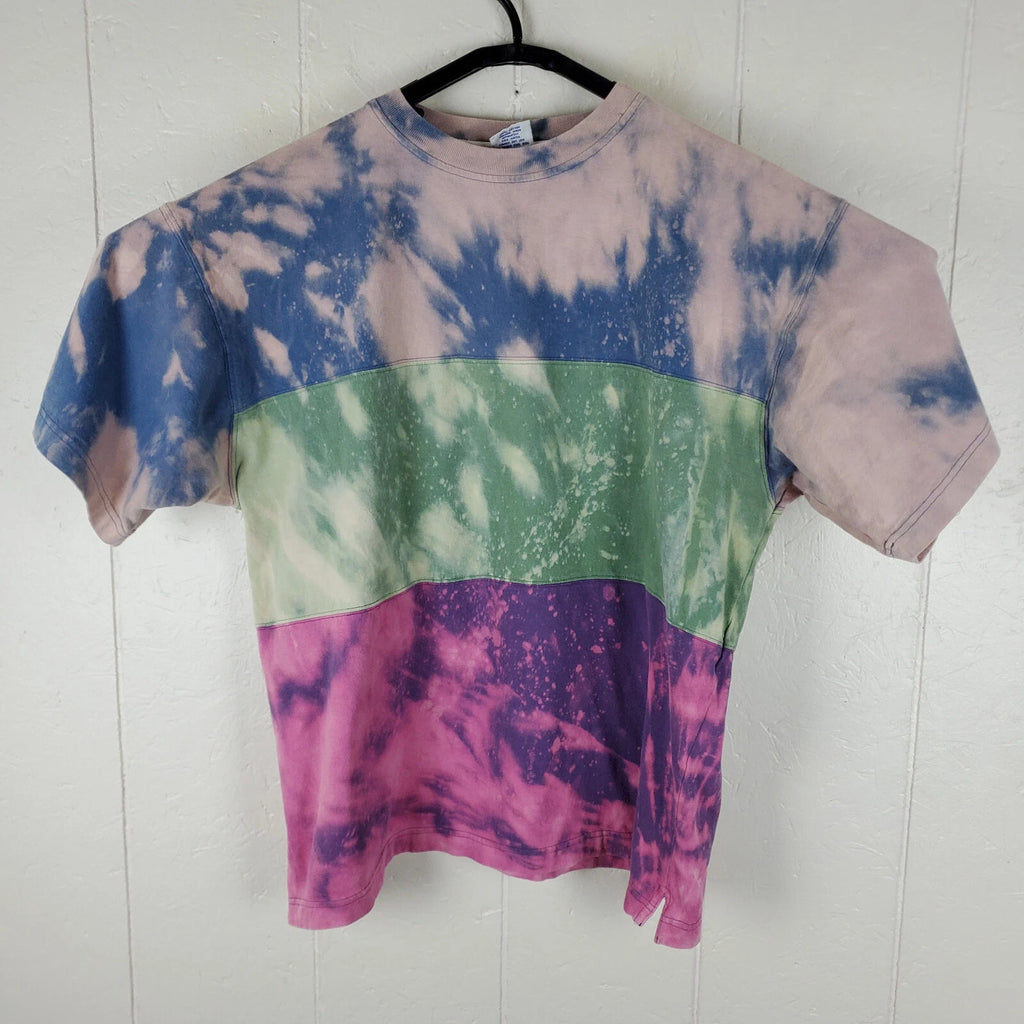 Easy Shirt Mens Large Multicolor Tie Dye Crew Neck Short Sleeve Stretch Pullover