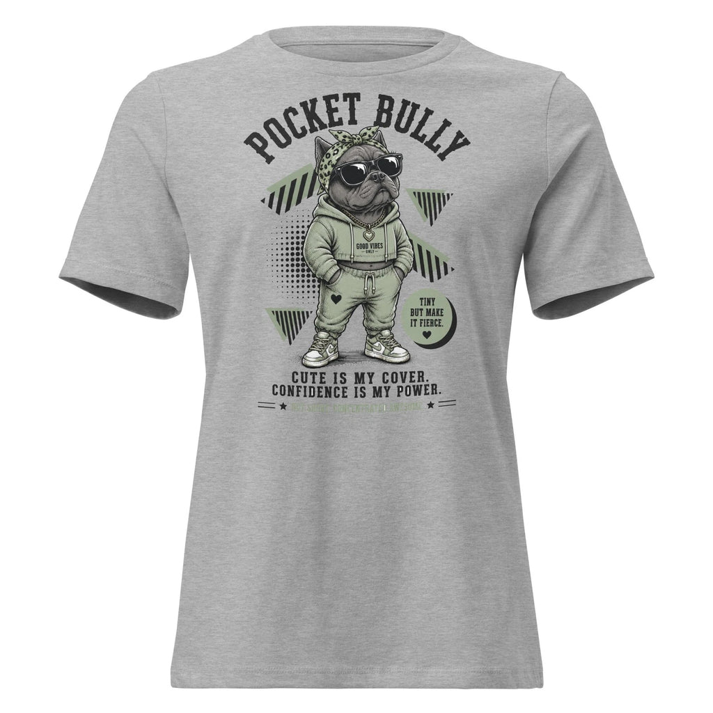 Cute Pocket Bully good vibes T Shirt Funny Dog Mom Gift Women's Tee