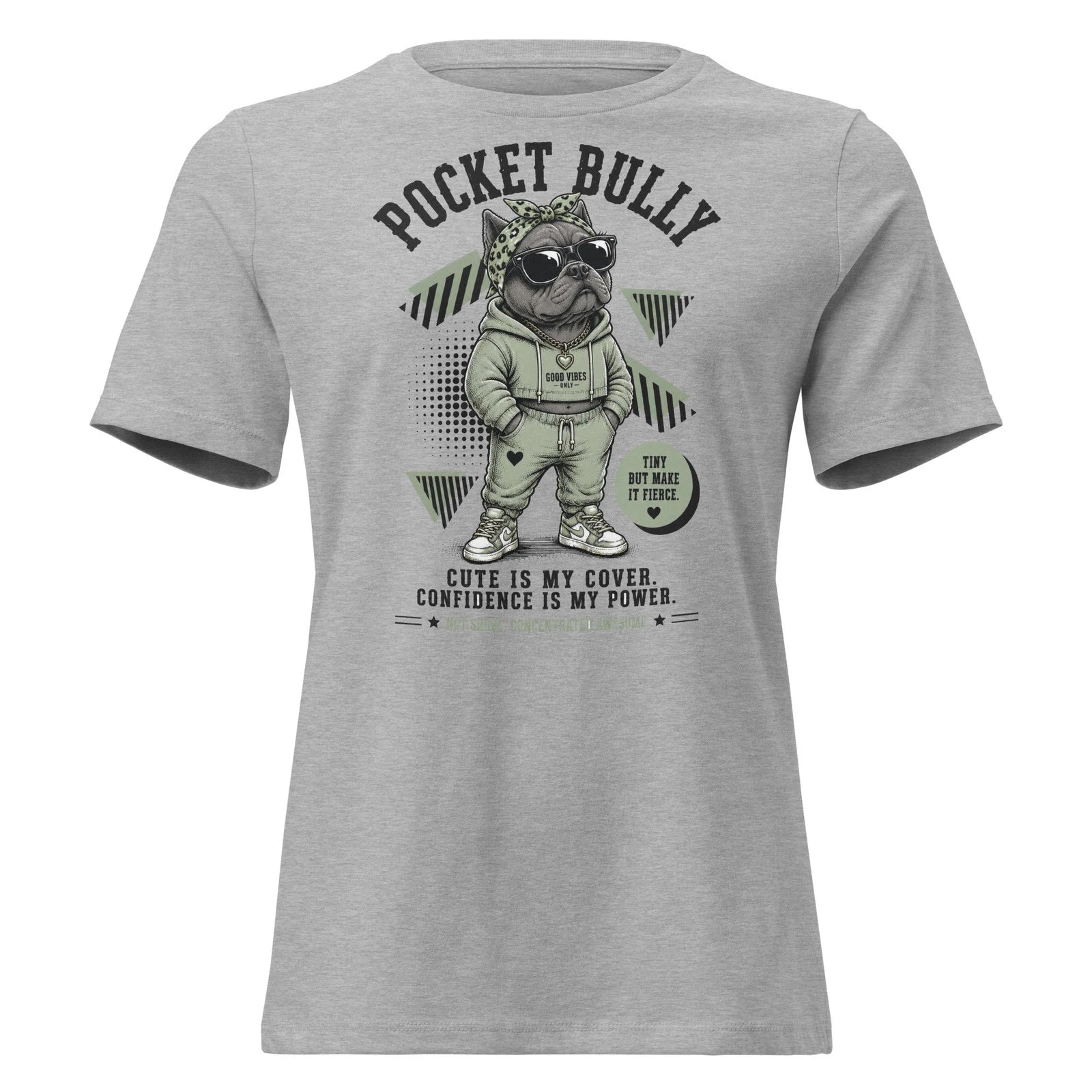 Cute Pocket Bully good vibes T Shirt Funny Dog Mom Gift Women's Tee