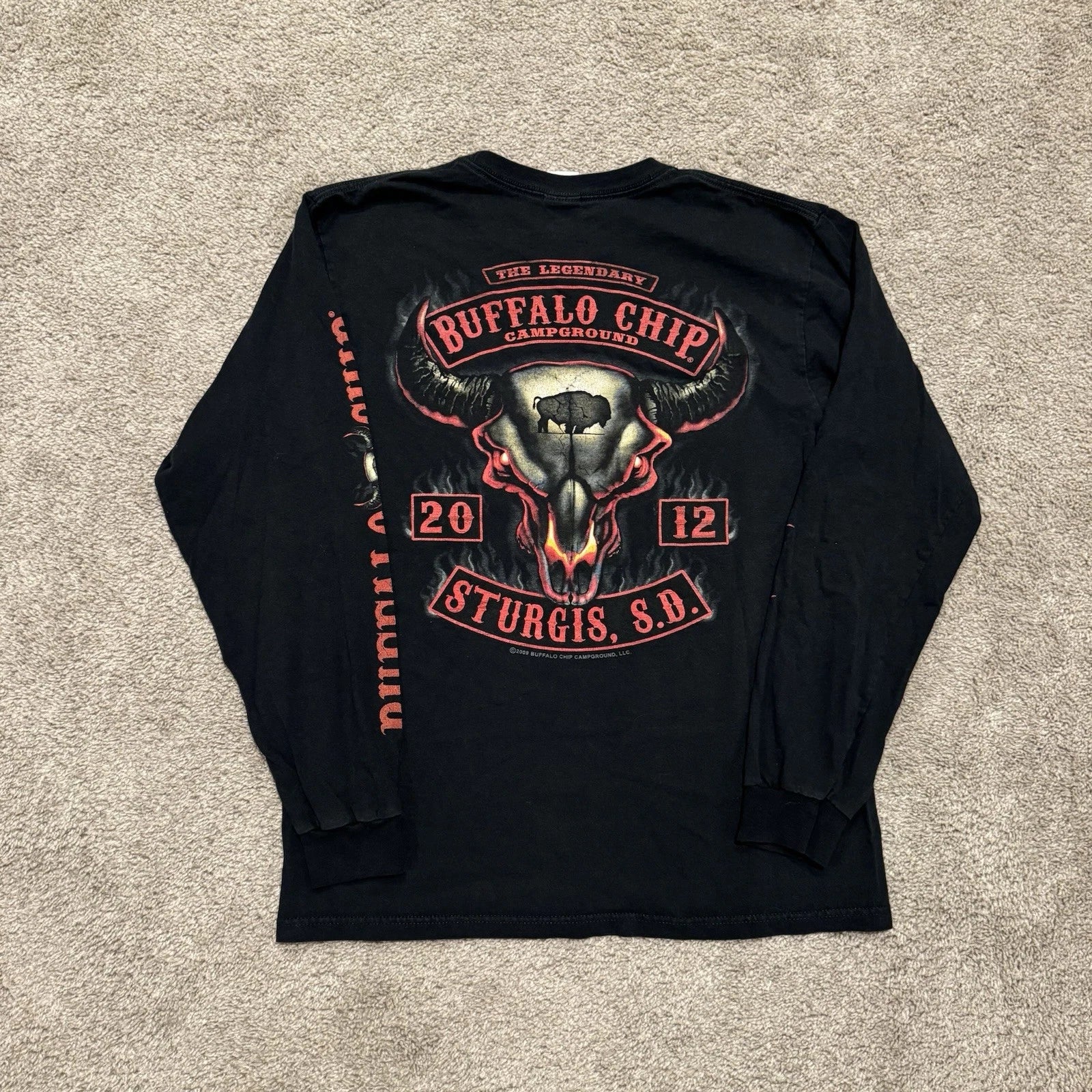 Vintage Sturgis Buffalo Chip Double Sided Long Sleeve Shirt Y2K Anvil Size M
