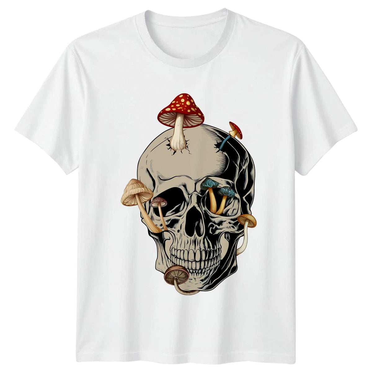 Growth Within Decay Skull Mushroom T-Shirt Mycology Art Gothic Nature