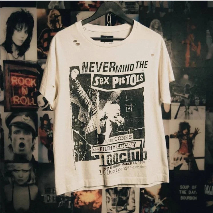Sex Pistols rock band t-shirt unisex natural color remake t-shirt