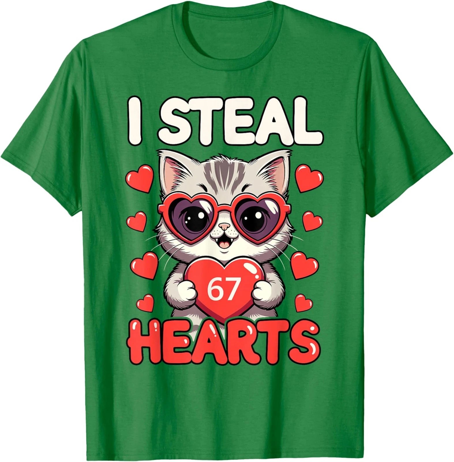 I Steal 67 Hearts Funny Kitten Valentine Design Cute Unisex T-Shirt