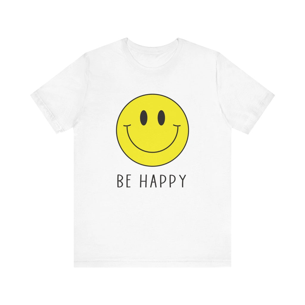Unisex Be Happy Yellow Smile Face Shirt Happy Face Cute Hippie 70s T-Shirt