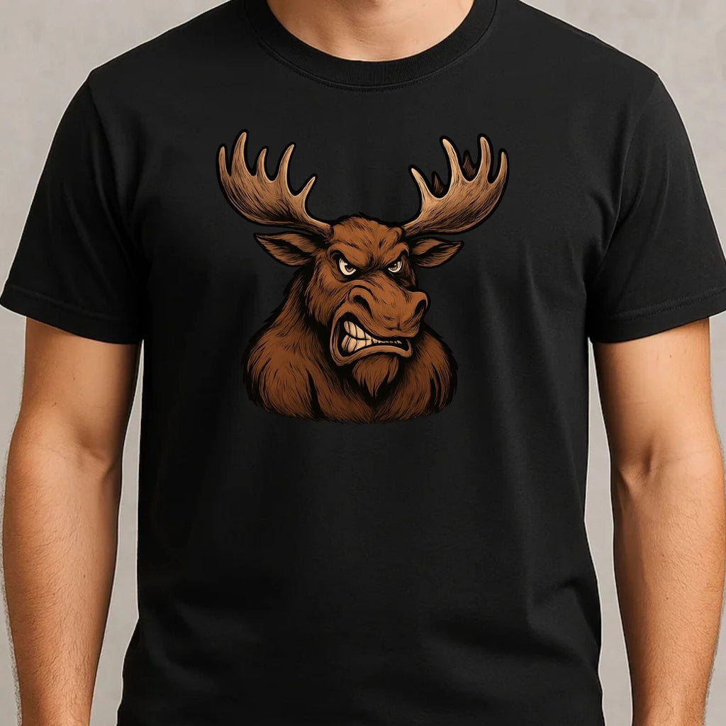 Mens Angry Moose Motif Cotton T-Shirt Size S to 5XL