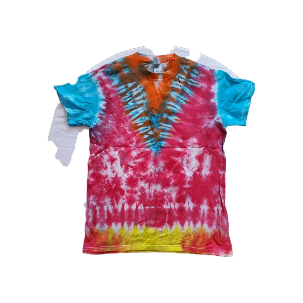Tie-Dye T-Shirt – Multicolor Sunset Burst – Gildan Heavy Cotton – Size SmallThi