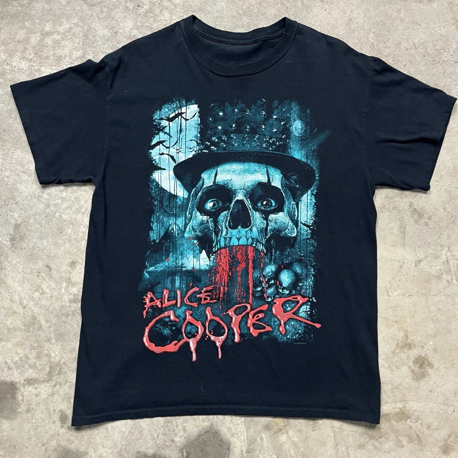 Vintage Alice Cooper Y2k Band T Shirt Mens Large Black Heavy Metal Skull 00s