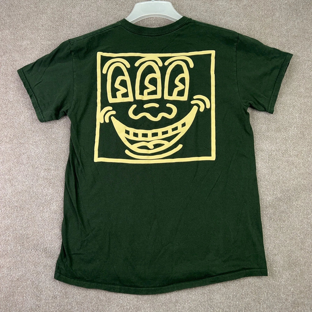 Keith Haring Men's Graphic Art Tee Shirt Size M Green Cotton Pop Art Streetwear