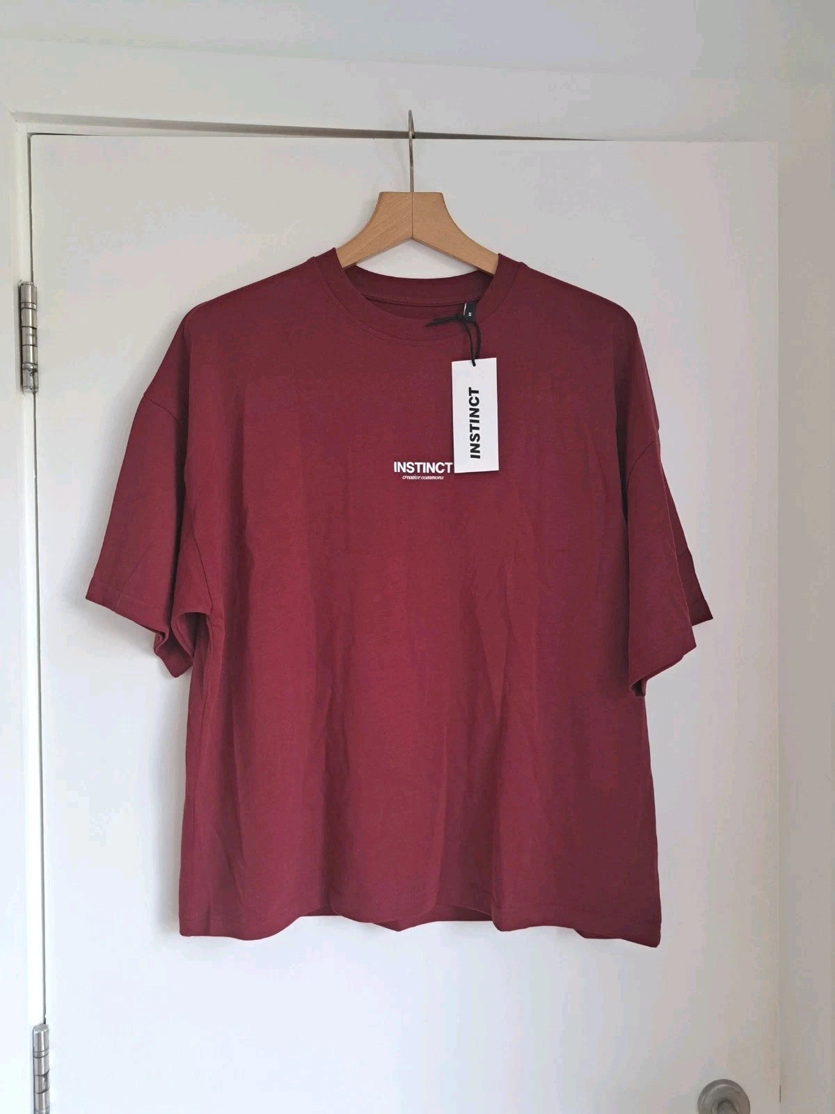 Instinct Creative Commons T-Shirt Size S Oversized Red Organic Cotton Art BNWT