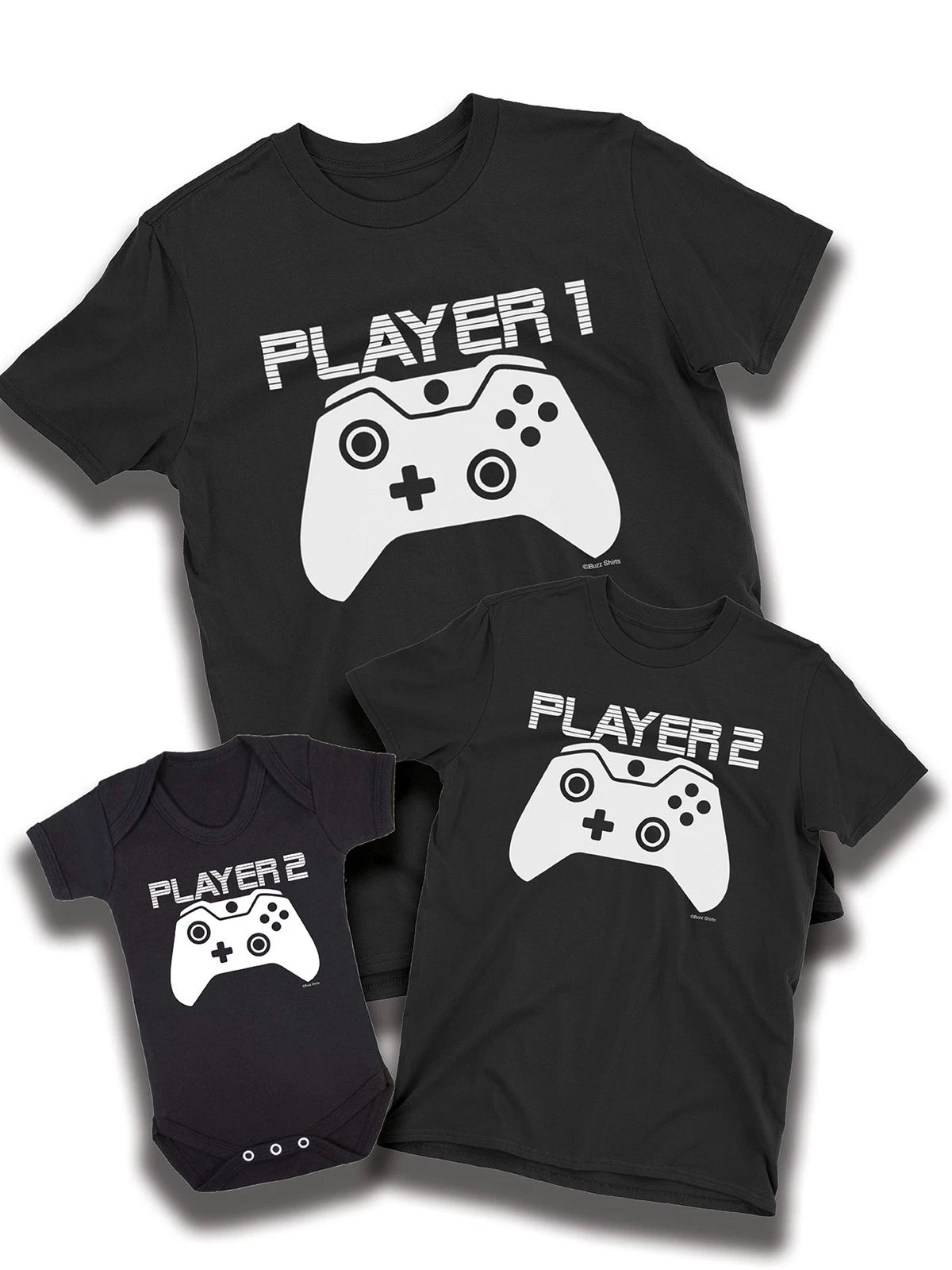 Player 1 2 Gamer Dad Kids Mens Baby Matching  T-Shirt Set Dad Son Girl